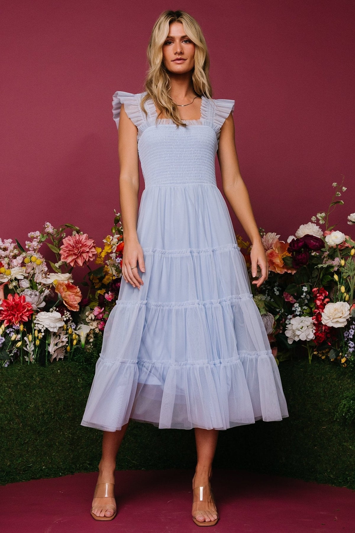 Emma Smocked Tulle Dress | Light Blue