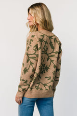 Hallstatt Sweater | Camel + Green Print