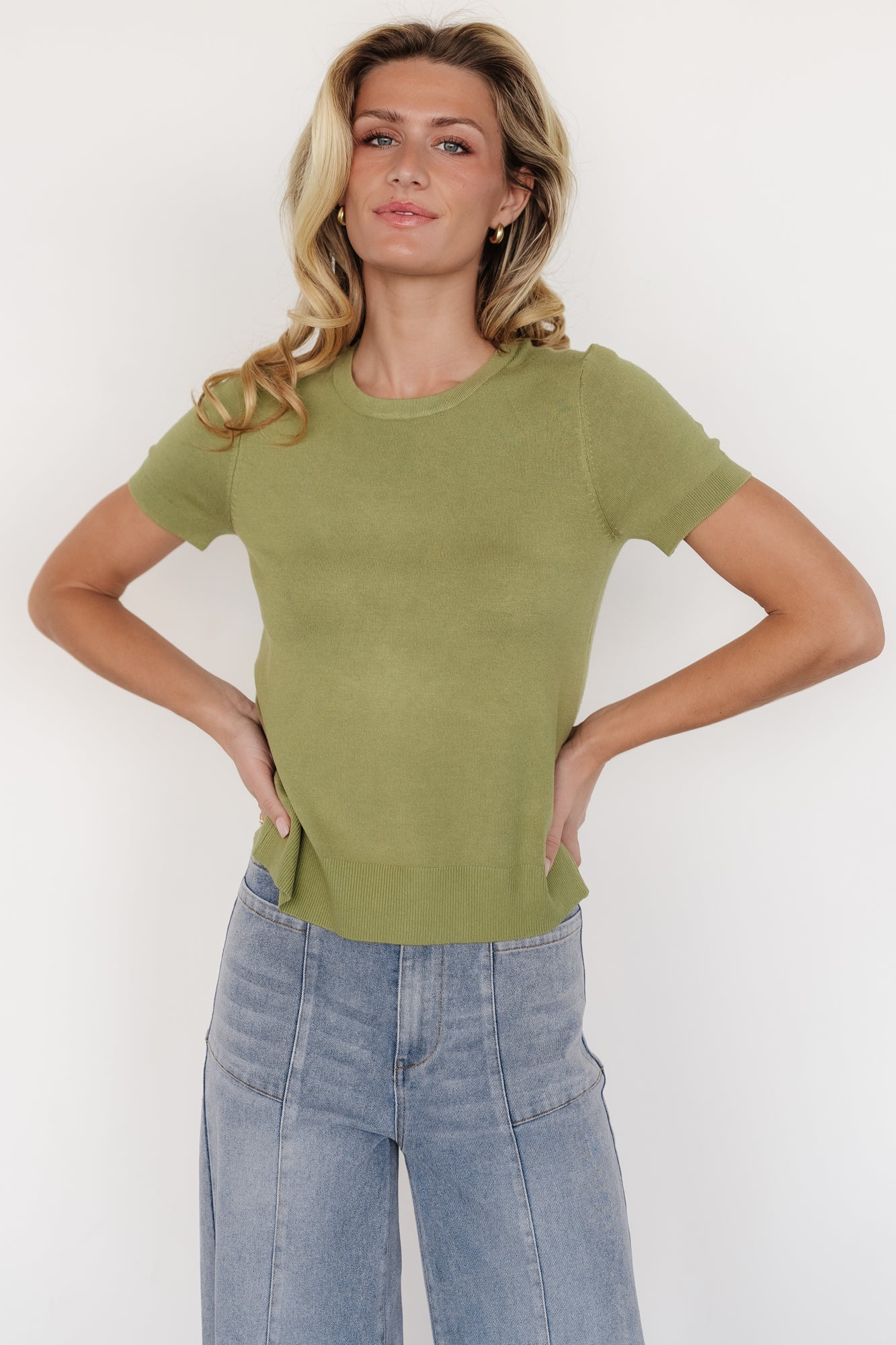 Hannah Knit Top | Light Olive