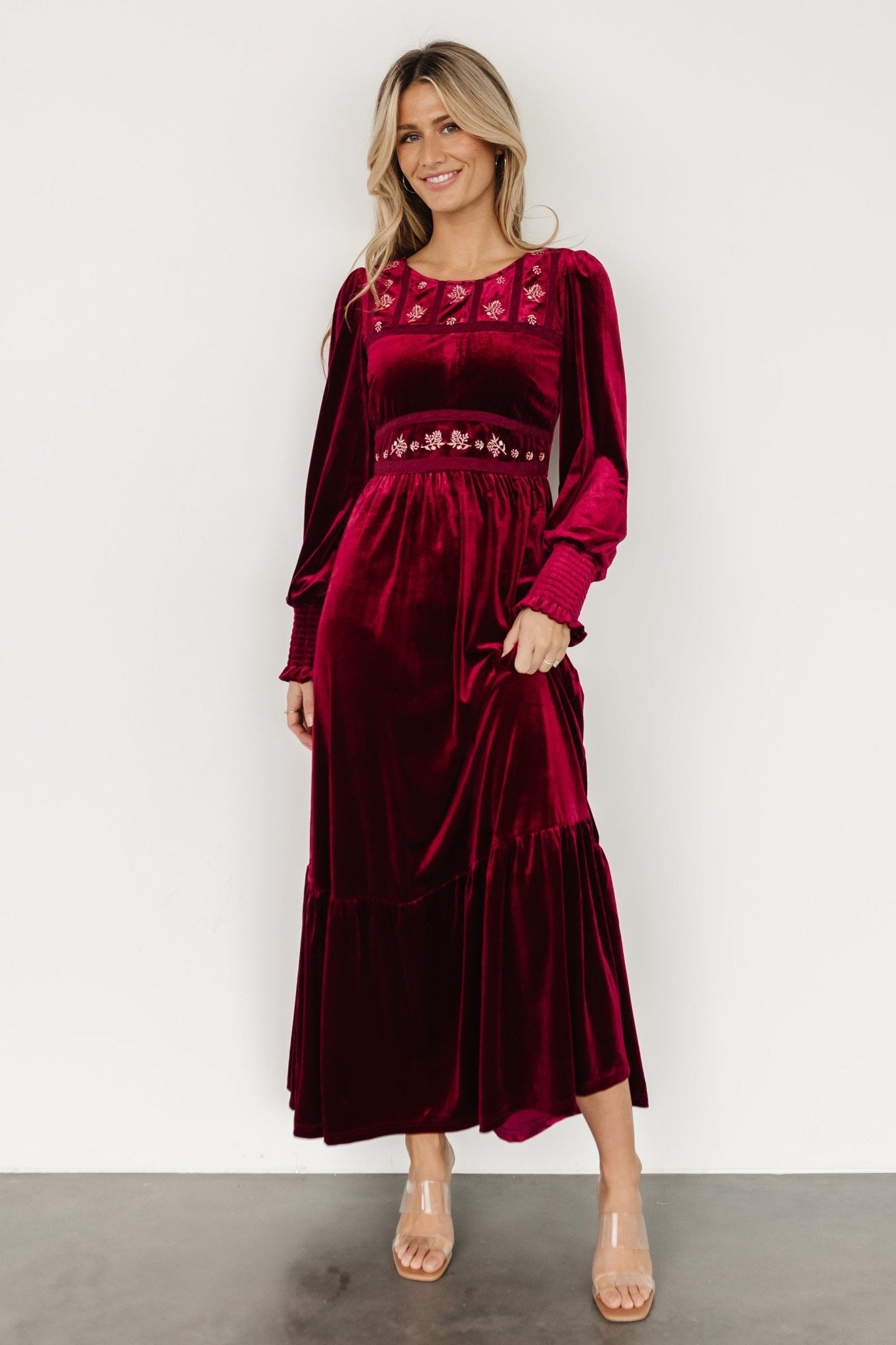 Ingrid Velvet Maxi Dress | Merlot