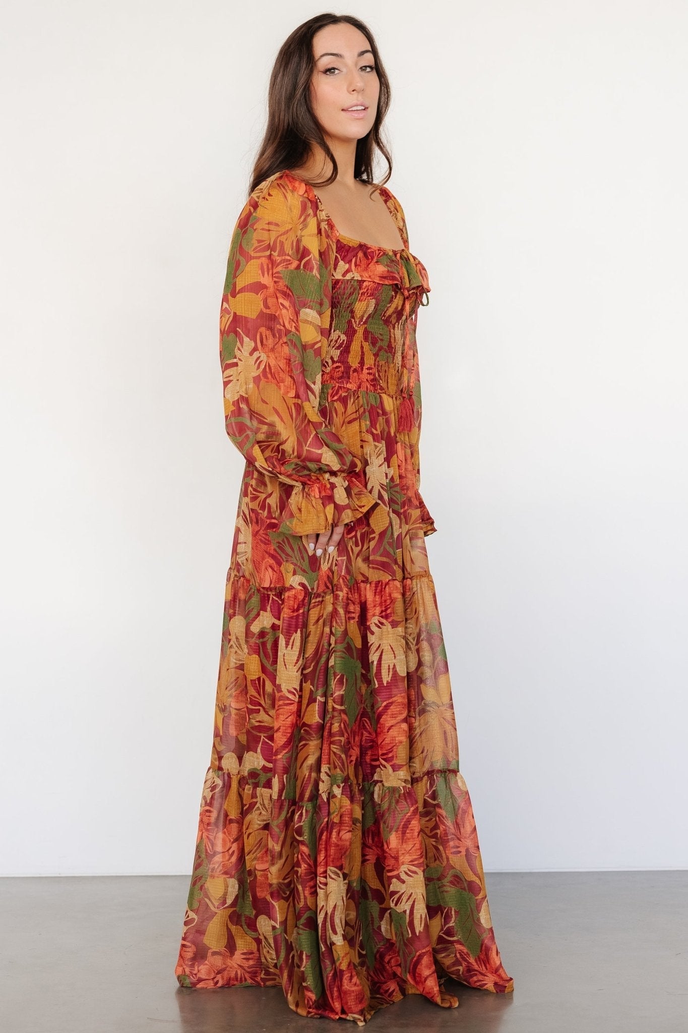 Isadora Tiered Dress | Rust Multi Floral