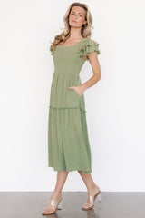 Jacie Smocked Midi Dress | Sage