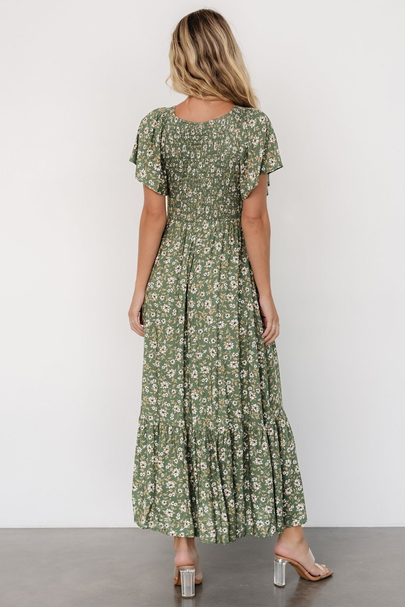 Joanie Smocked Dress | Green Floral