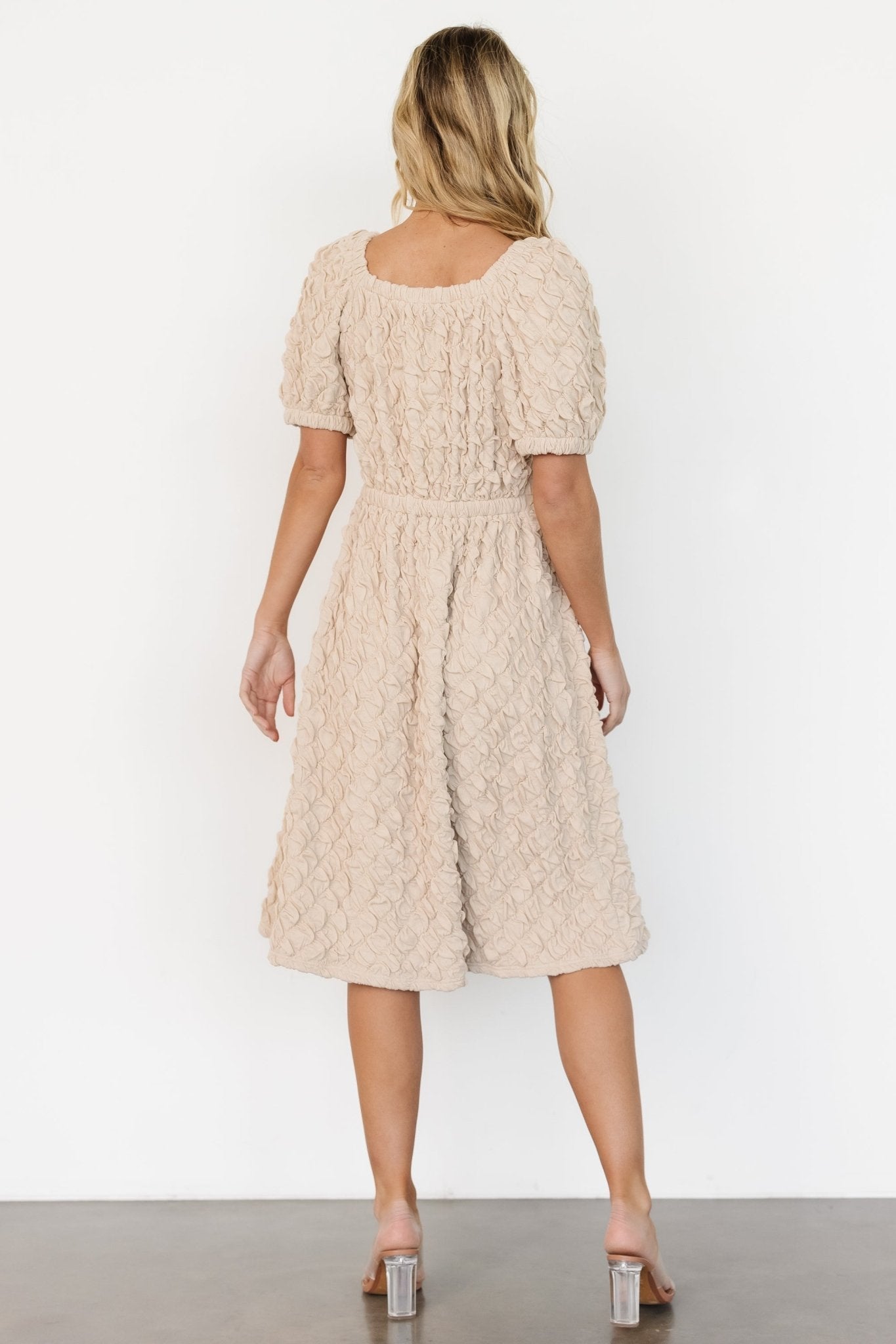 Keri Gathered Dress | Light Taupe