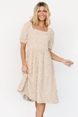 Keri Gathered Dress | Light Taupe
