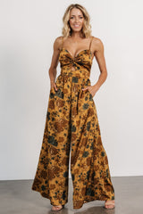 Khloe Wide Leg Jumpsuit | Gold Multi