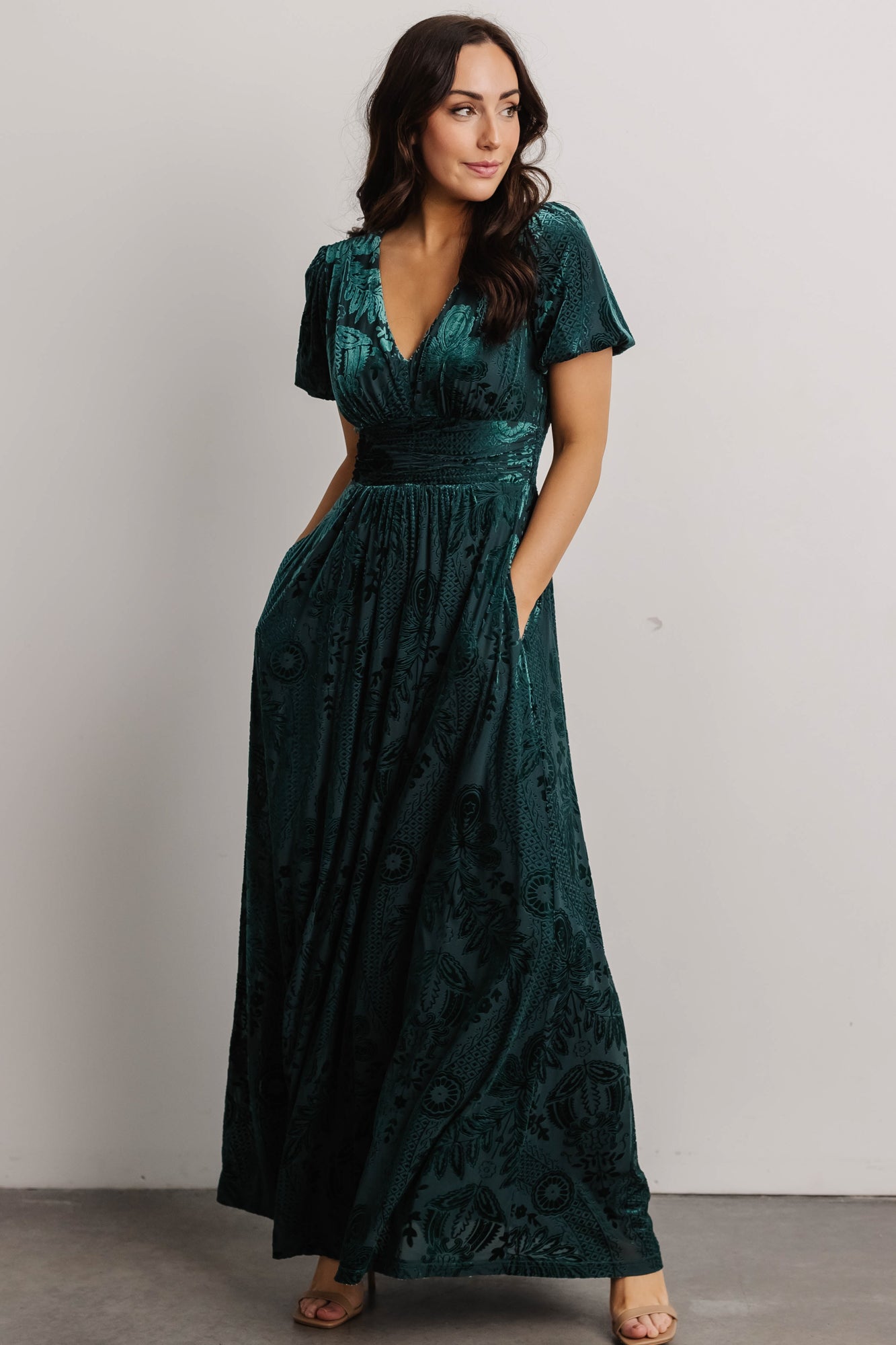 Leslie Velvet Maxi Dress | Emerald