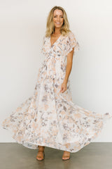 Lynlee Metallic Maxi Dress | Off White Print