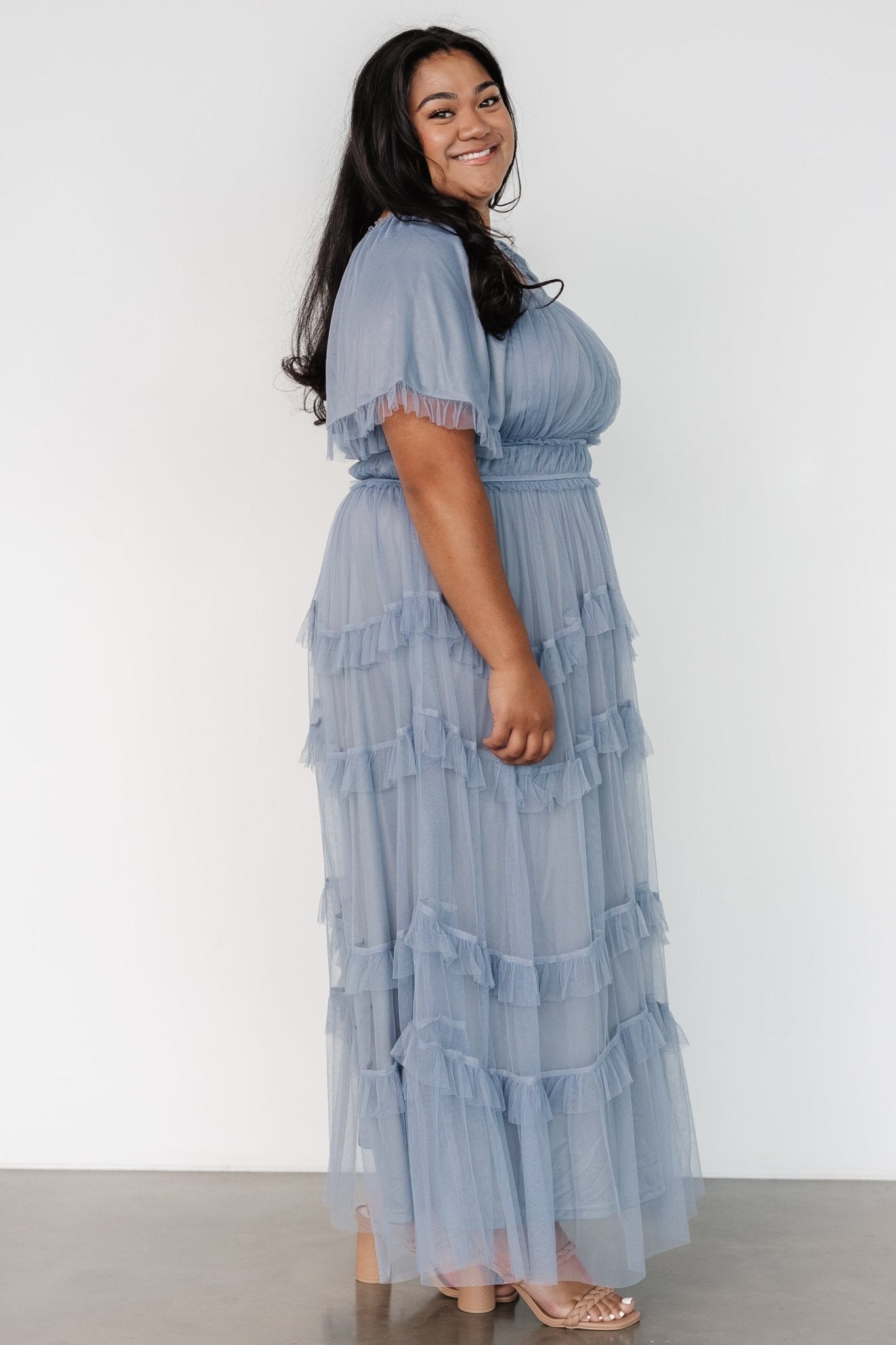 Magdalena Tulle Maxi Dress | Dusty Blue