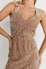 Marilyn Sequin Maxi Gown | Taupe Iridescent