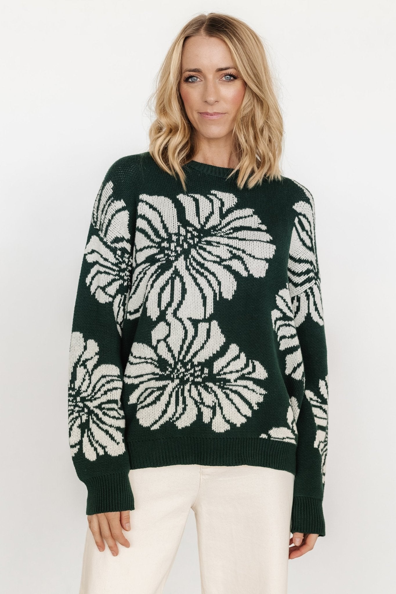 Maude Sweater | Green + Off White