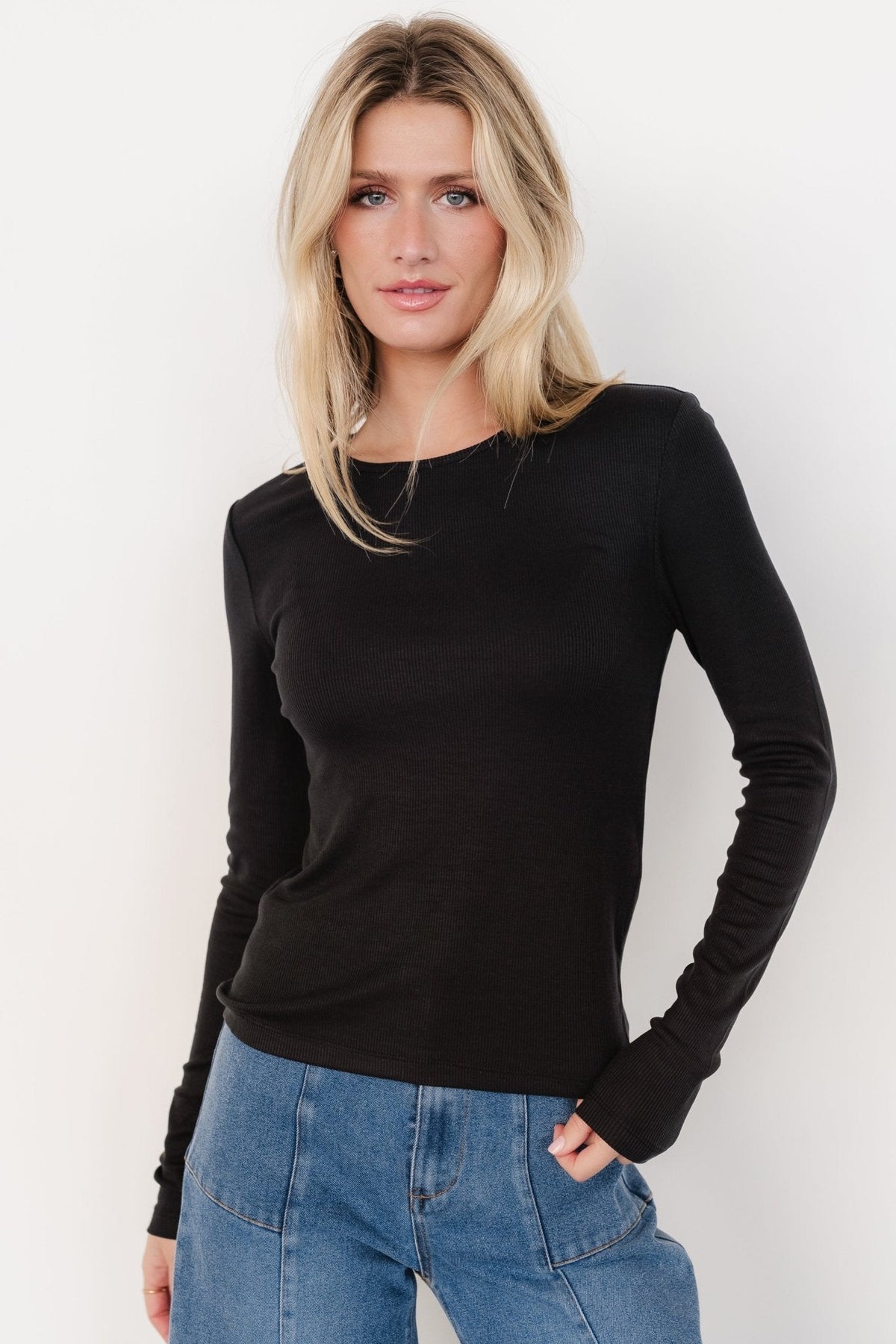 Menka Ribbed Top | Black