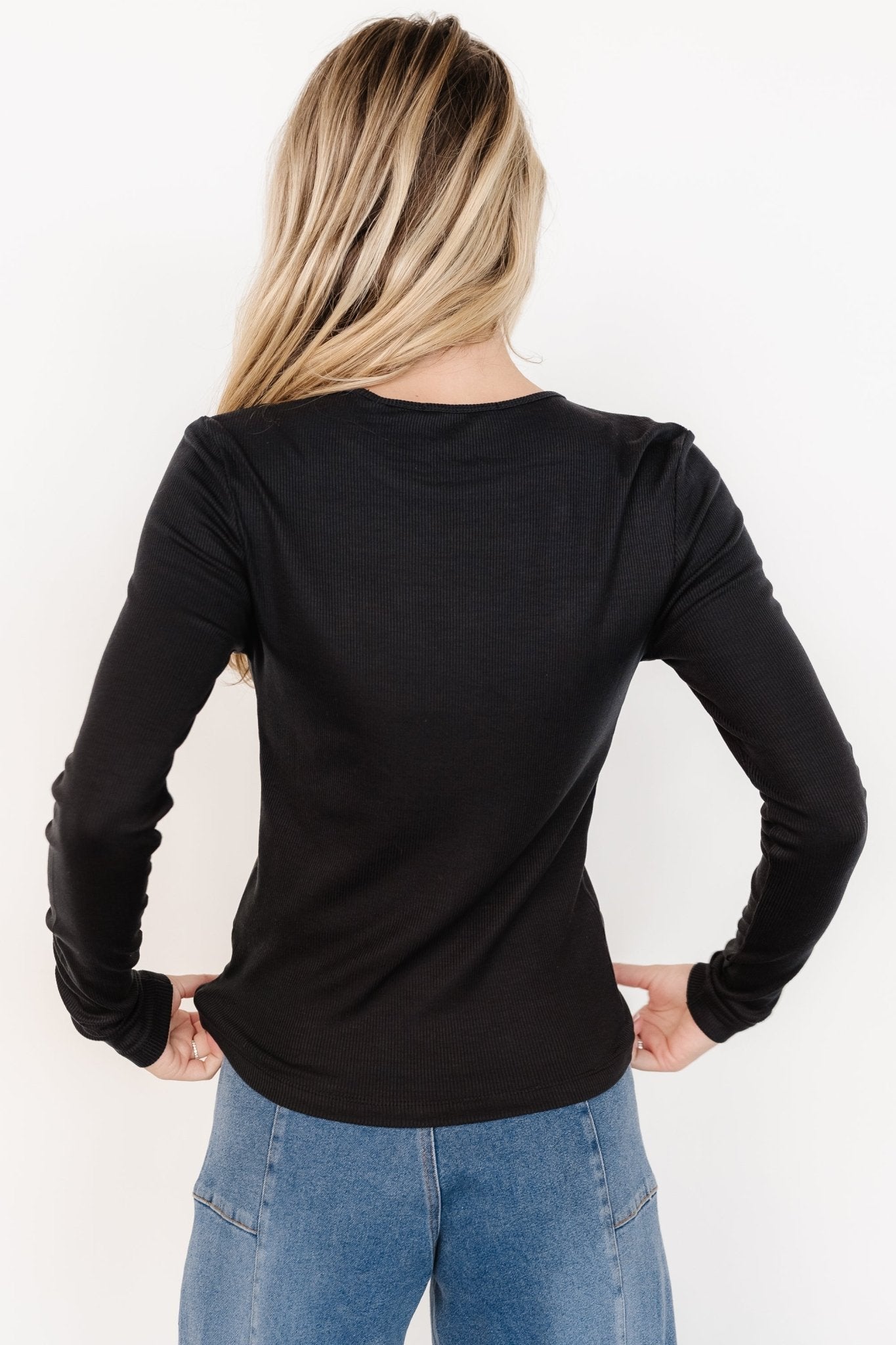 Menka Ribbed Top | Black