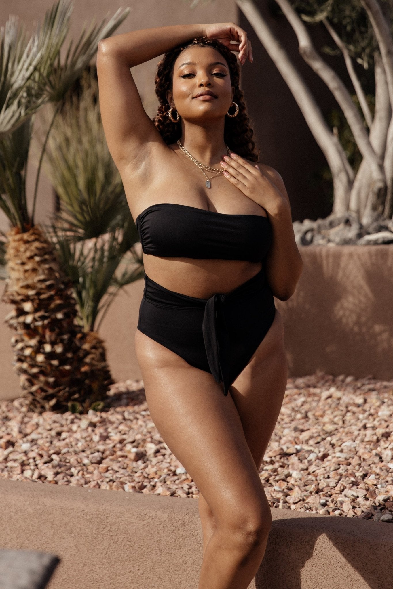 Milos High Waist Bikini Bottom | Black