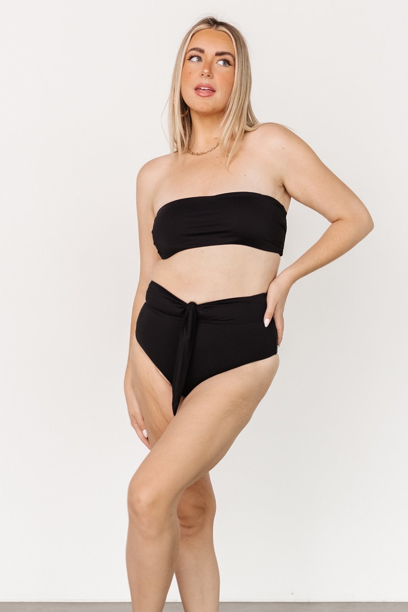Milos High Waist Bikini Bottom | Black