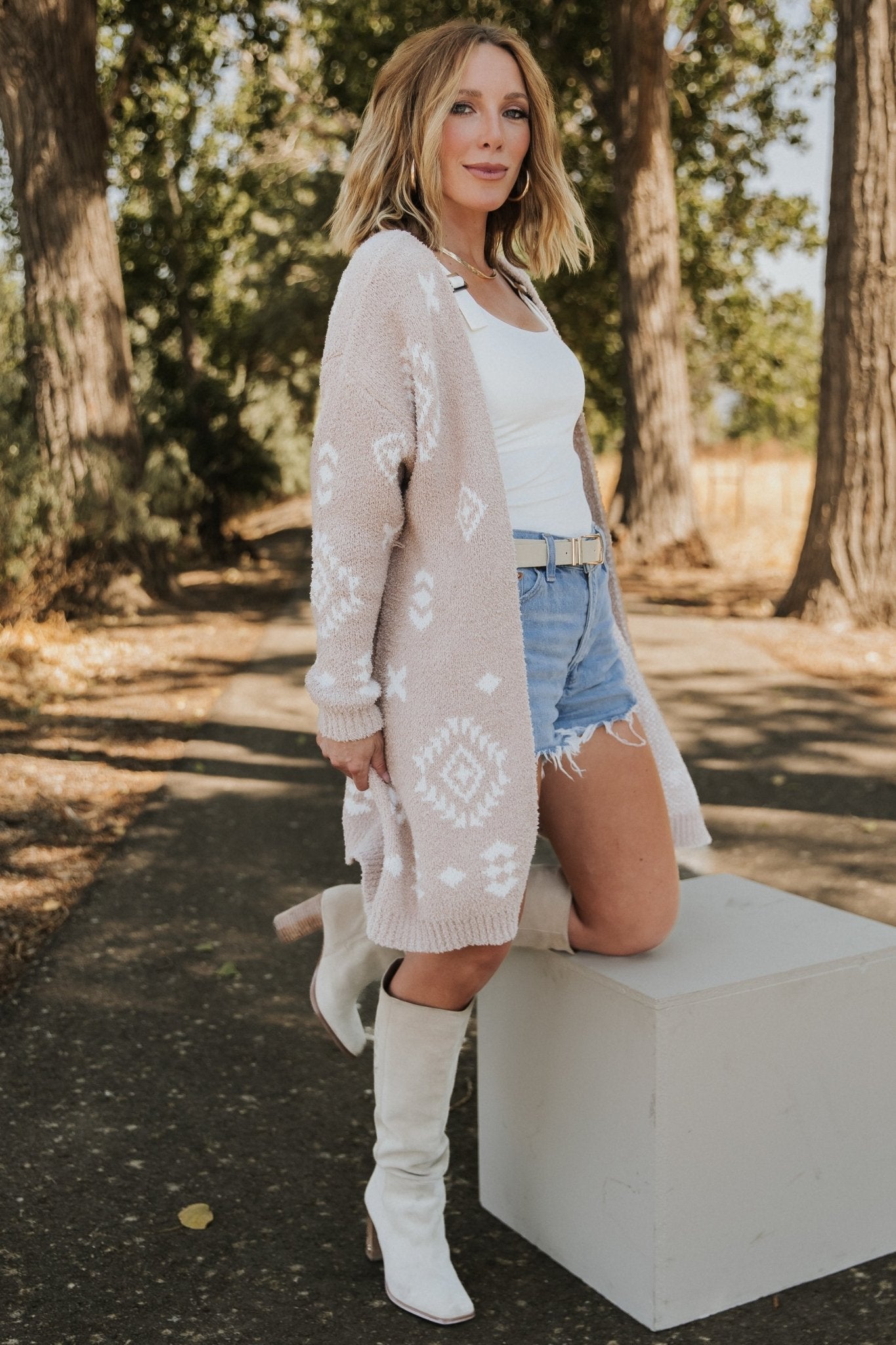 Missoula Oversized Cardigan | Sand + Off White