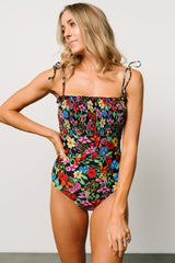 Nikki Smocked One Piece | Black Floral