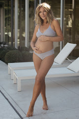 Paros Twist Bikini Top | Navy + White Stripe