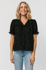 Pauline Embossed Top | Black