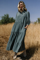 Sandy Button Tiered Dress | Jade