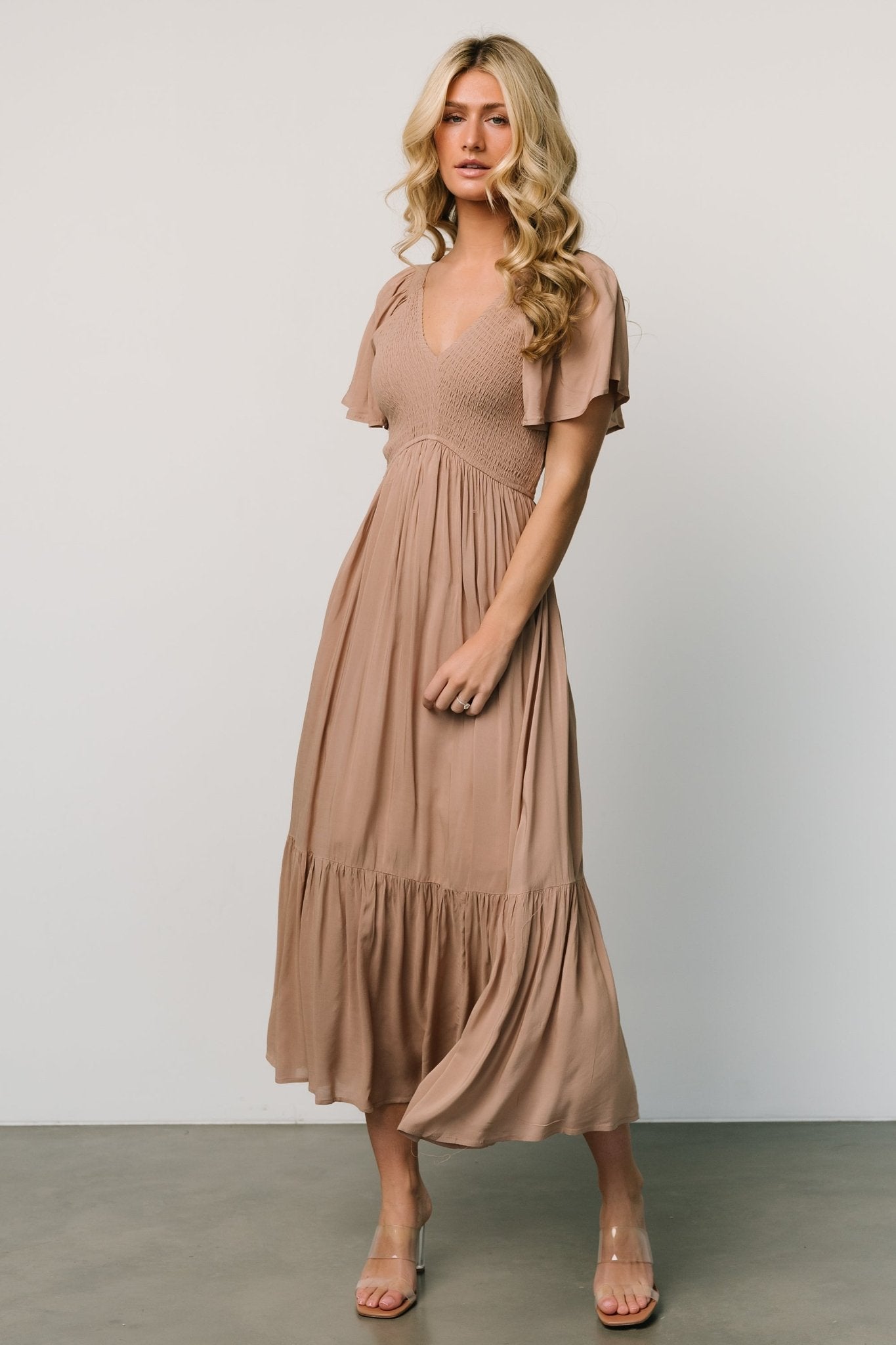 Scarlett Smocked Dress | Mocha