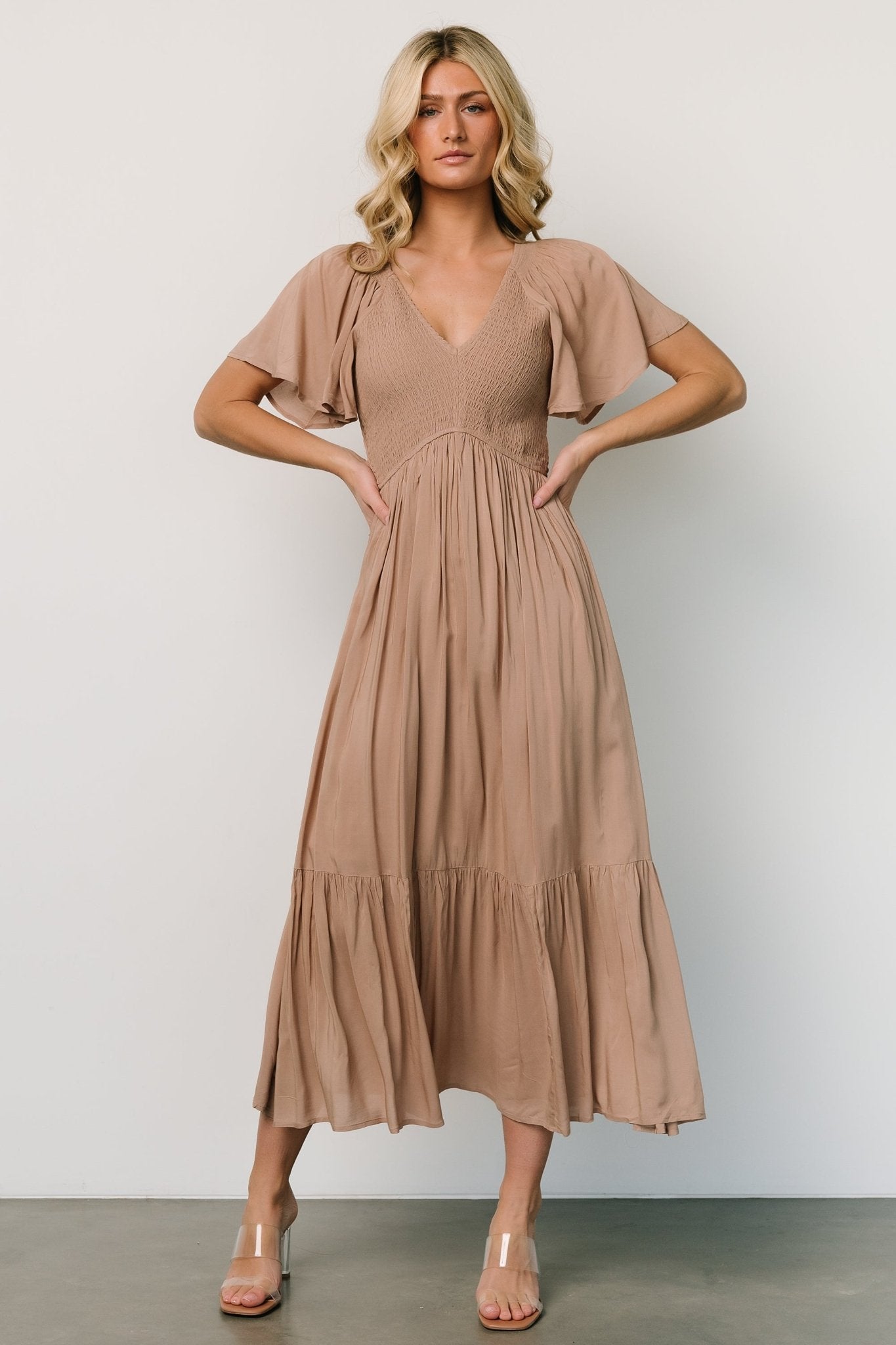 Scarlett Smocked Dress | Mocha