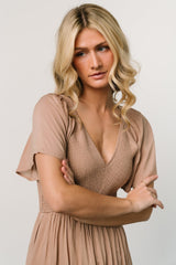 Scarlett Smocked Dress | Mocha