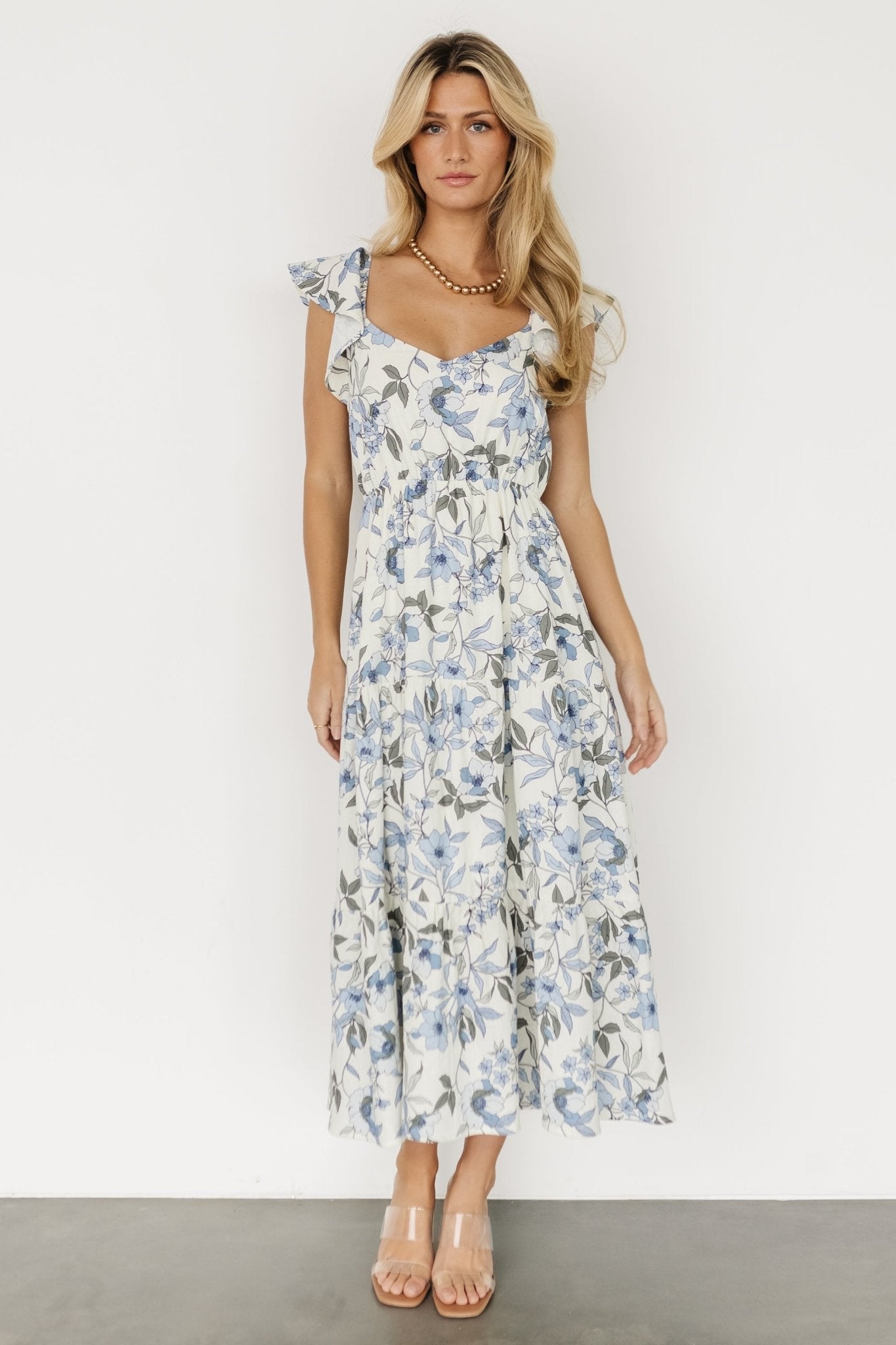 Sorrento Ruffle Dress | Blue Floral