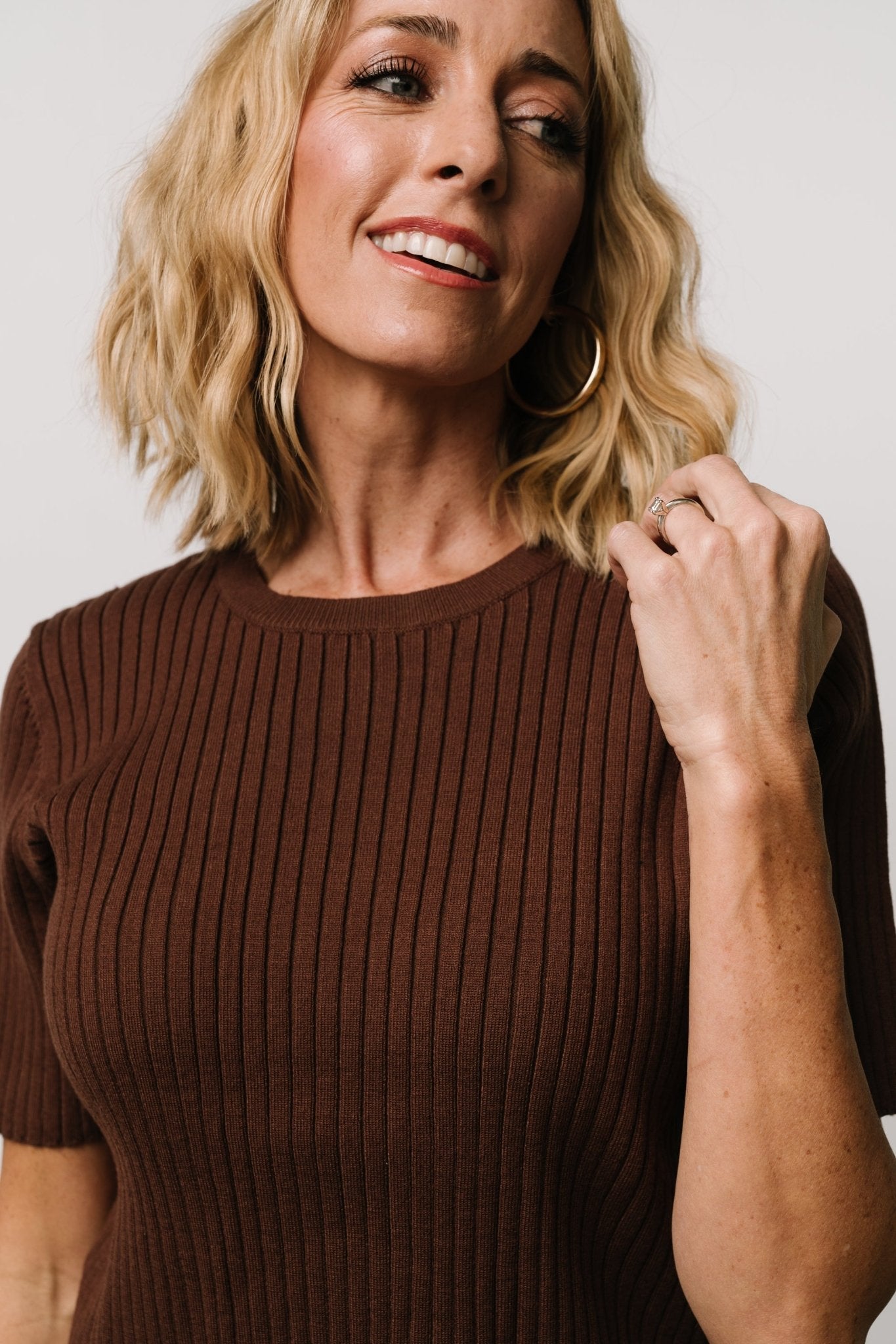 Stormi Ribbed Sweater Top | Brown