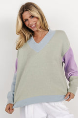 Varsity Color Block Sweater | Sage