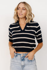 Ventura Knit Top | Navy + Cream Stripe