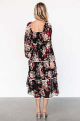 Viviana Tiered Dress | Black Floral
