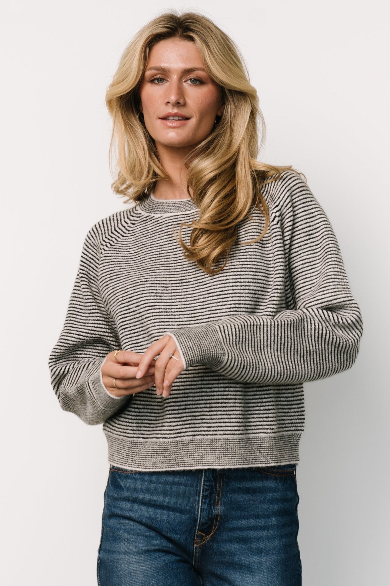 Zadie Striped Sweater | Ivory + Black